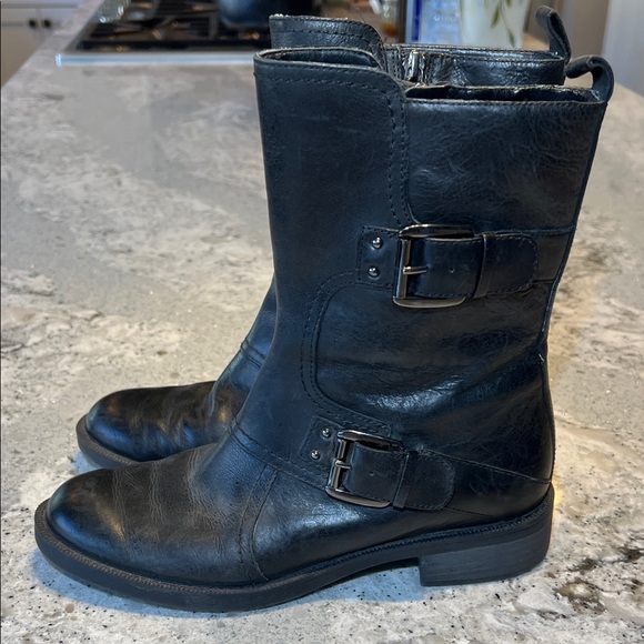 Enzo Angiolini Easinley Distressed Black Leather Moto Boots Size 6 - EUC - Picture 4 of 10